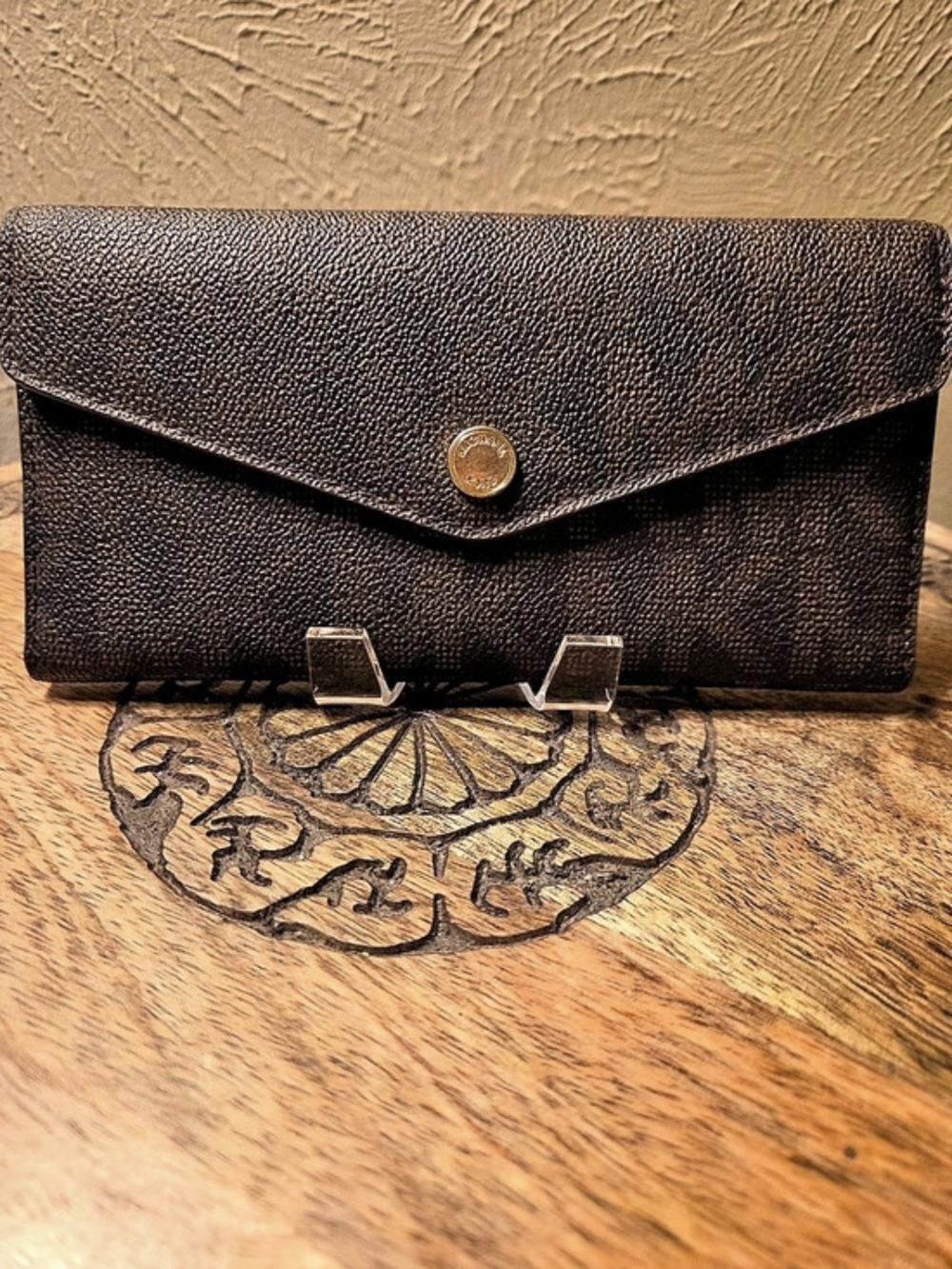 Coach Signature Canvas  Wallet Brown Logo Print